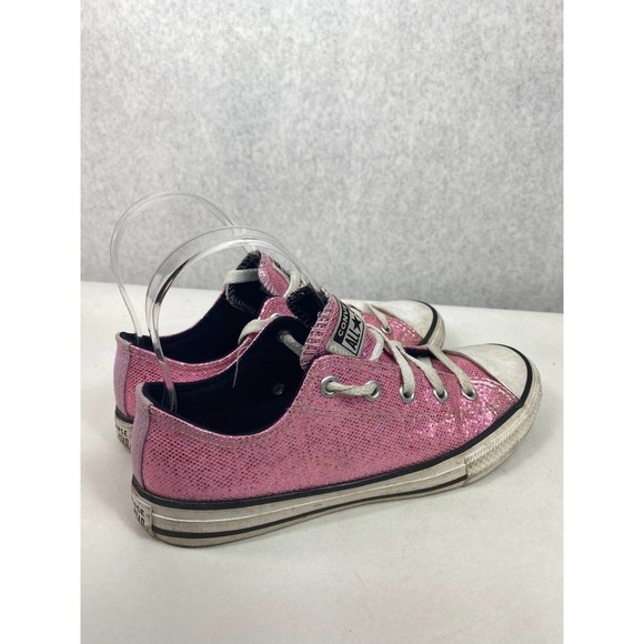 Converse All-star size 3 Barbie Pink Sparkle Youth A01478C Glitter Sneaker Shoe - Picture 5 of 7